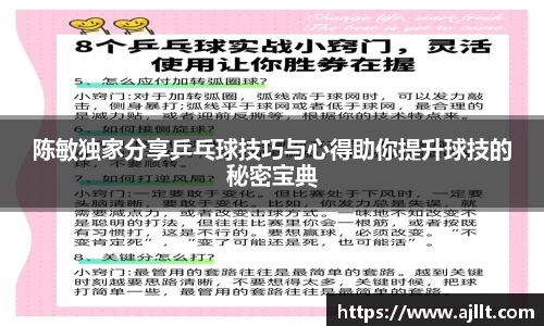 陈敏独家分享乒乓球技巧与心得助你提升球技的秘密宝典